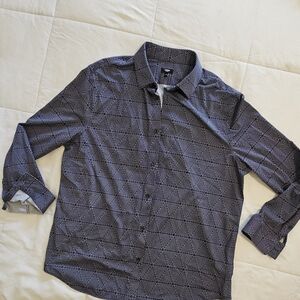 Express Men's Black Geometric Button Down Shirt